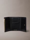 Black Embossed Allover Monogram Trifold Cardholder  Women