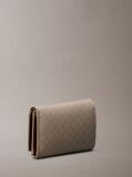 Beige Embossed Allover Monogram Trifold Cardholder  Women