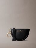 Black Leather Logo Mini Zip Pouch Bag Charm  Women