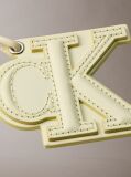 Green Leather Signature Logo Stitched Bag Charm  Women