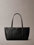 Black Pebble Grain Tote Bag  Women