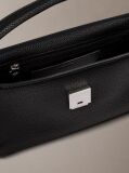 Black Pebble Grain Shoulder Bag  Women