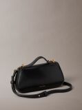 Black Monogram Plaque Flap Crossbody Bag  Women