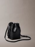 Black Monogram Crossbody Drawstring Bucket Bag  Women
