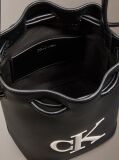 Black Monogram Crossbody Drawstring Bucket Bag  Women