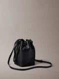 Black Monogram Crossbody Drawstring Bucket Bag  Women