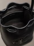 Black Monogram Crossbody Drawstring Bucket Bag  Women