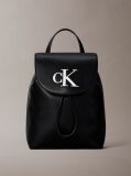 Black Contrast Monogram Flap Backpack  Women