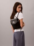 Black Contrast Monogram Flap Backpack  Women