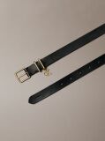 Black Leather Signature Logo Charm Belt  Women