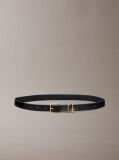 Black Leather Signature Logo Charm Belt  Women