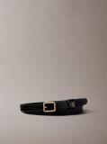 Black Leather Monogram Plaque Square Buckle Belt  Women