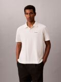 White Textured Stripe Polo Shirt  Men
