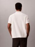 White Textured Stripe Polo Shirt  Men