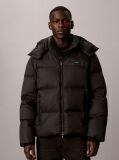 Black Removable Hood Logo Puffer Jacket  Men