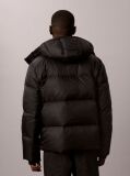 Black Removable Hood Logo Puffer Jacket  Men