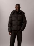 Black Removable Hood Logo Puffer Jacket  Men