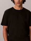 Μαύρο T-Shirt Από Μεταξένια Πλέξη Με Κεντημένο Λογότυπο  Άνδρας