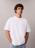 White Oversized Embossed Logo T-shirt  Men