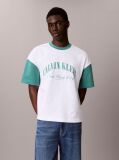 Λευκό Άνετο T-shirt Με Varsity Λογότυπο  Άνδρας