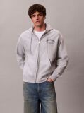 Γκρι Hoodie Με Φερμουάρ Και Varsity Λογότυπο  Άνδρας