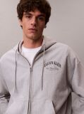 Γκρι Hoodie Με Φερμουάρ Και Varsity Λογότυπο  Άνδρας