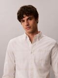 White Oxford Cotton Check Shirt  Men