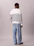 White Relaxed Cotton Stripe Jumper  Men