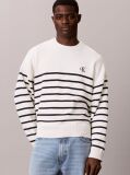 White Relaxed Cotton Stripe Jumper  Men