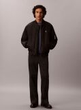 Black Cotton Twill Baggy Trousers  Men