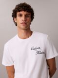 Λευκό T-Shirt Με Κεντημένο Λογότυπο  Άνδρας