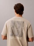 Beige Logo Graphic Crew Neck T-Shirt  Men