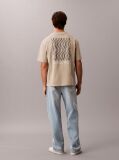 Beige Logo Graphic Crew Neck T-Shirt  Men