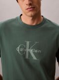 Πράσινο T-Shirt Από Πλυμένο Βαμβάκι Με Monogram Σχέδιο  Άνδρας