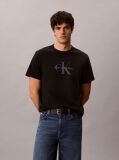 Black Washed Cotton Monogram T-shirt  Men