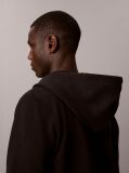 Black Sueded Terry Zip-Thru Drawstring Hoodie  Men