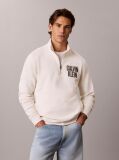 White Logo Embroidery Fleece Quarter-Zip Jumper  Men