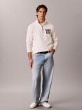 White Logo Embroidery Fleece Quarter-Zip Jumper  Men