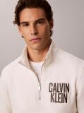 White Logo Embroidery Fleece Quarter-Zip Jumper  Men