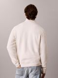 White Logo Embroidery Fleece Quarter-Zip Jumper  Men