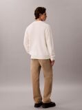 White Waffle Knit Crew Neck Jumper  Men
