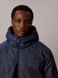 Blue Emblem Print Down Hooded Reversible Puffer Jacket  Men