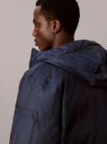 Blue Emblem Print Down Hooded Reversible Puffer Jacket  Men