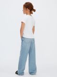 White Ribbed Logo Tee  Girls