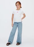 White Ribbed Logo Tee  Girls
