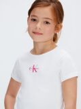 White Ribbed Logo Tee  Girls