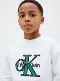 White Monologo Terry Crew Neck Sweatshirt  Boys