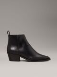 Black Leather Cowboy Ankle Boots  Women