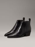 Black Leather Cowboy Ankle Boots  Women