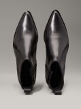 Black Leather Cowboy Ankle Boots  Women